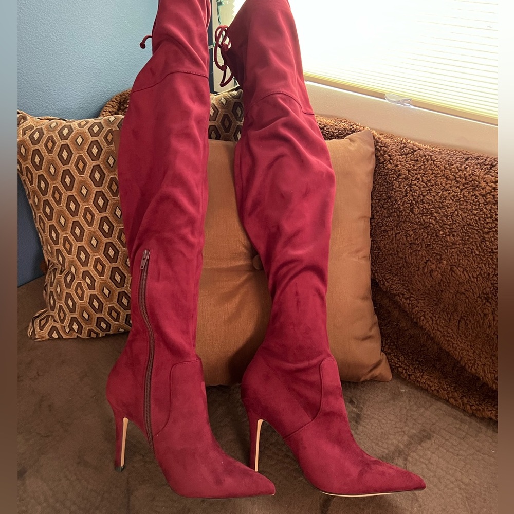 ALDO Fraresa Thigh High Boots, Bordeaux/Burgundy Size 8